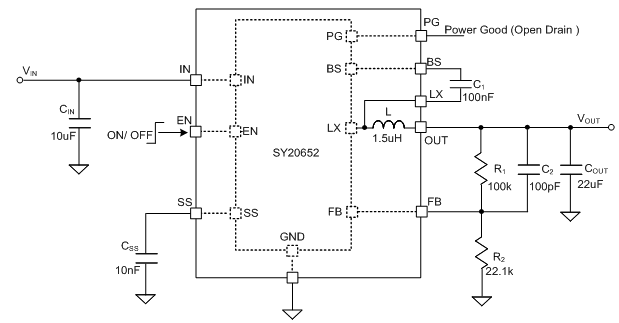 sy20652qnc High Efficiency, Built-in Inductor, 2MHz, 2A, 23V Input Sync ...